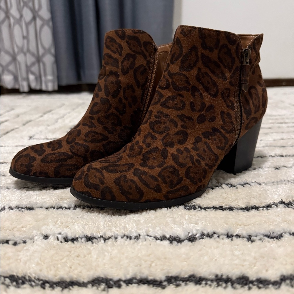 Style & Co. Brown Leopard Ankle Boots